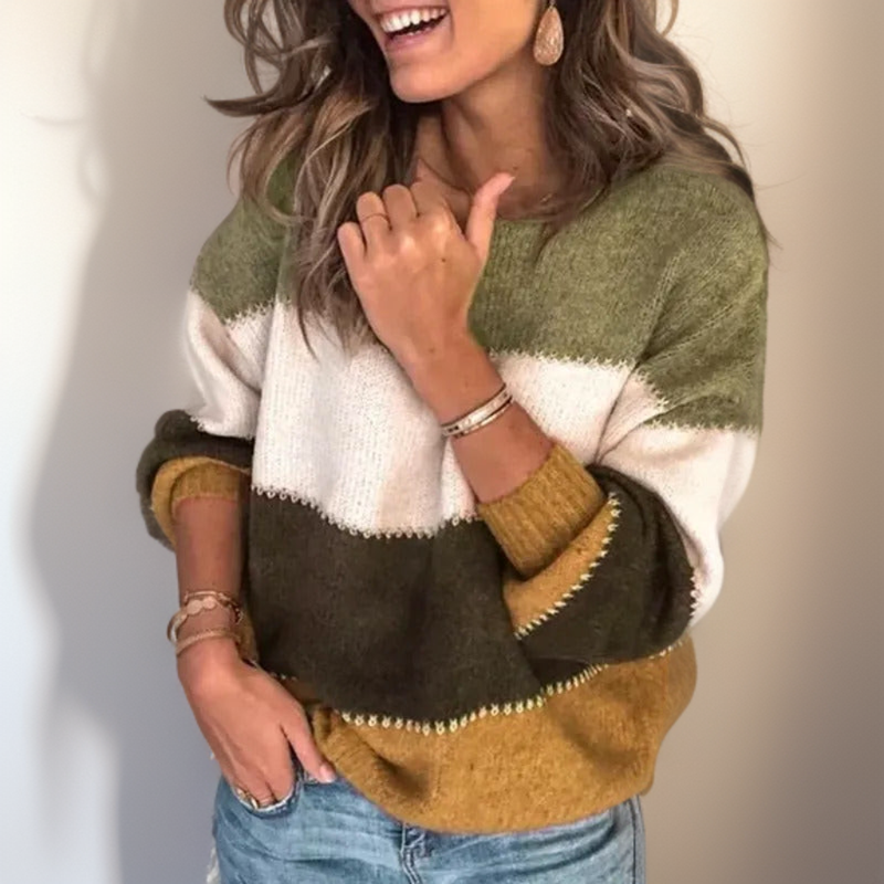 Luxe Gestreepte Comforttrui - Celeste