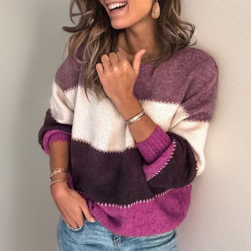 Luxe Gestreepte Comforttrui - Celeste