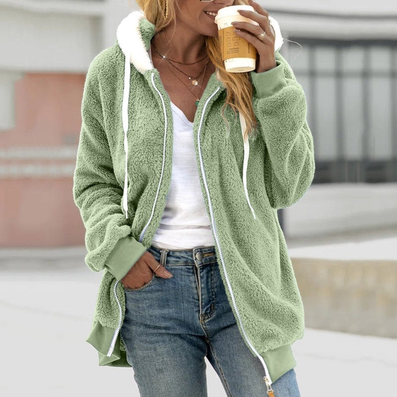 Oversized Warm Teddy Vest met Rits - Emilia