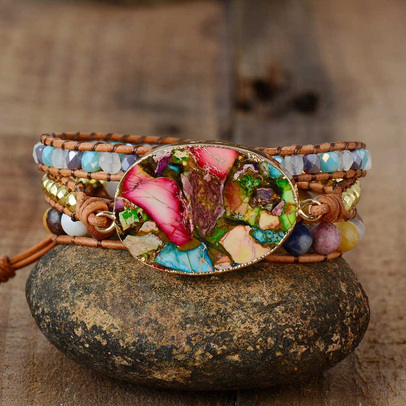 Godinnen Amazoniet Wikkelarmband - Aurora