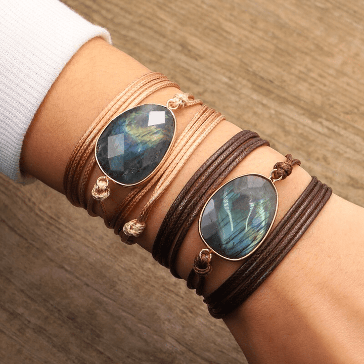 Labradoriet Touw-Wikkelarmband - Lunaria