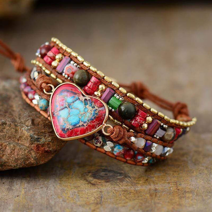 Levendig Hart Jaspis Wikkelarmband - Elyra