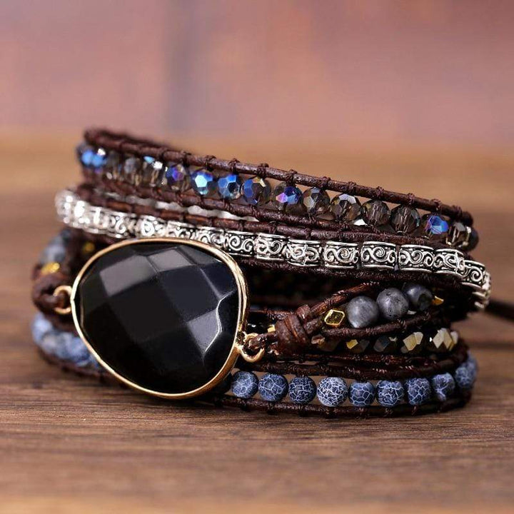 Krachtige Onyx Wikkelarmband - Isadora