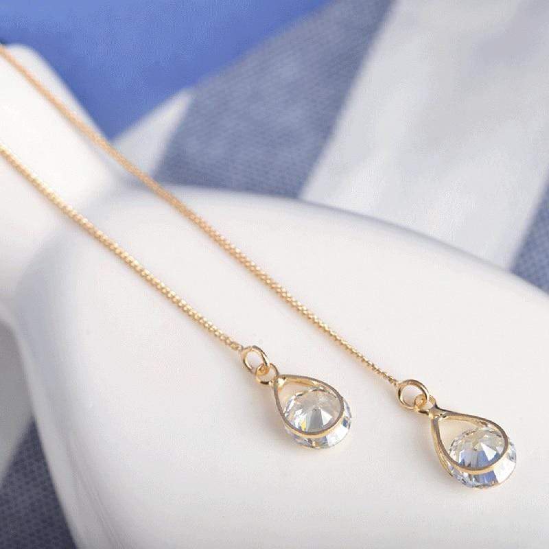 Lange Druppel Strass Oorbellen - Isalyn