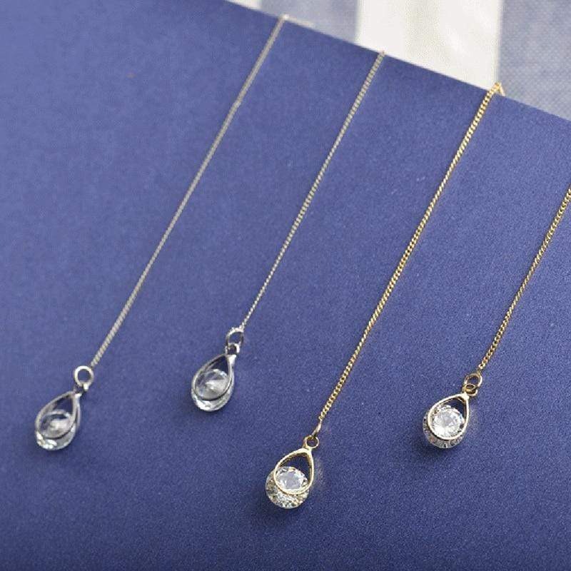 Lange Druppel Strass Oorbellen - Isalyn