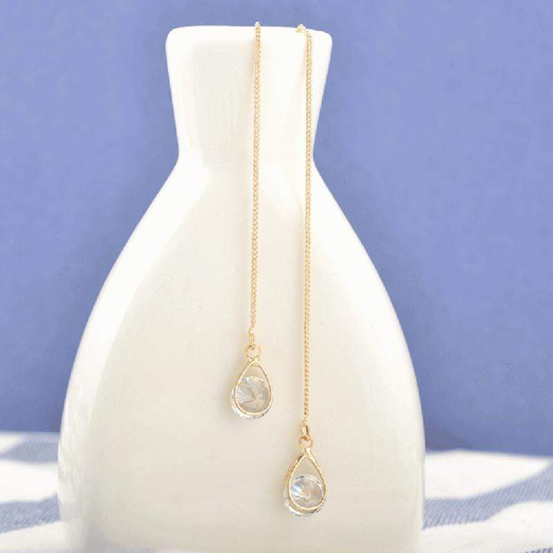 Lange Druppel Strass Oorbellen - Isalyn