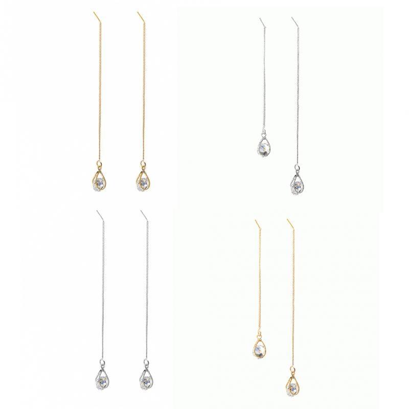 Lange Druppel Strass Oorbellen - Isalyn