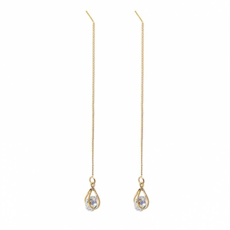 Lange Druppel Strass Oorbellen - Isalyn