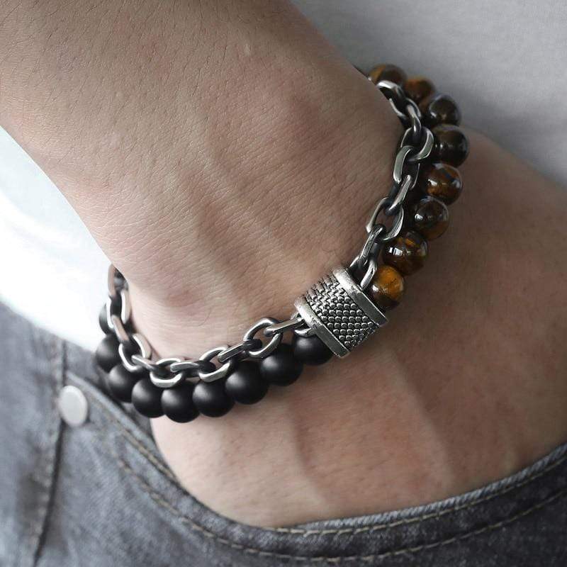 Heren Tijgeroog Kralenarmband "De Krijger" - Asher