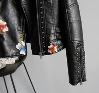 Geborduurde Dames Kunstlederen Motorjack – Eleonora