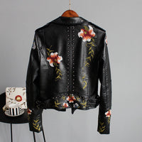 Geborduurde Dames Kunstlederen Motorjack – Eleonora