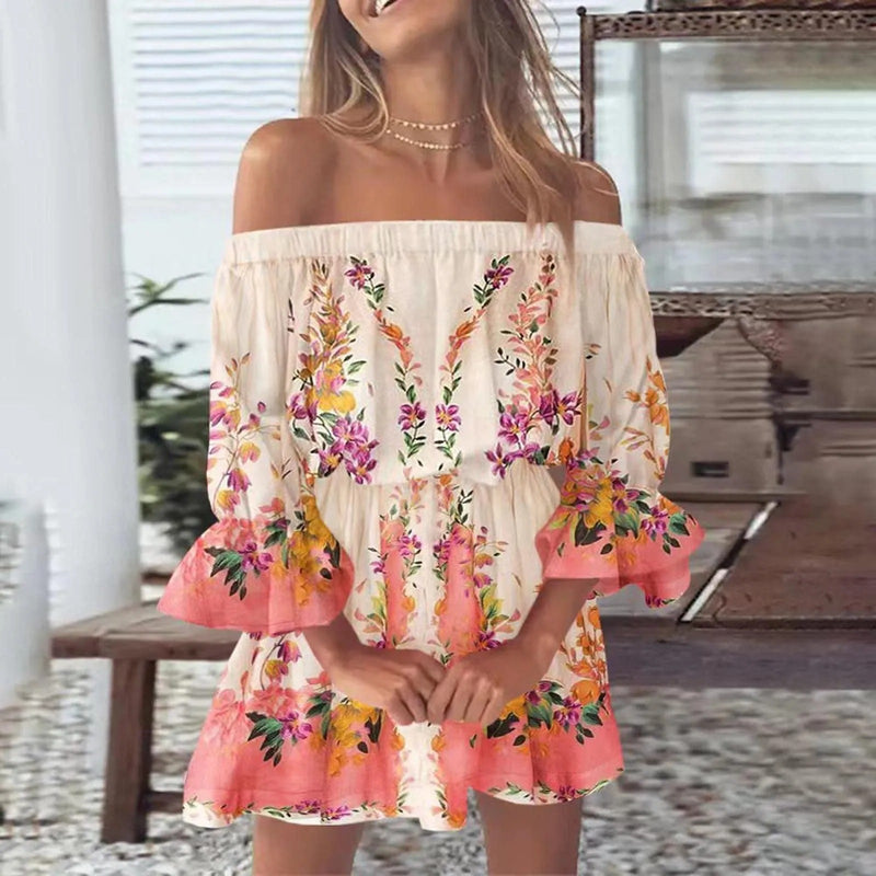 Zomerjurk met Bloemenprint en Uitlopende Mouwen – Mireille