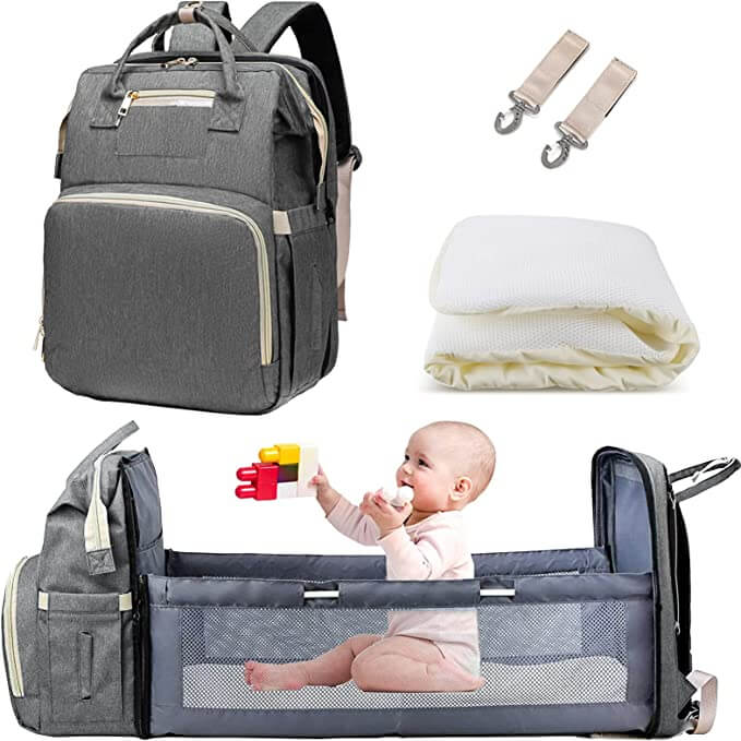 Multifuntionele Baby Luiertas met Opvouwbaar Wiegje – Waterdicht Multi-Vak Ontwerp