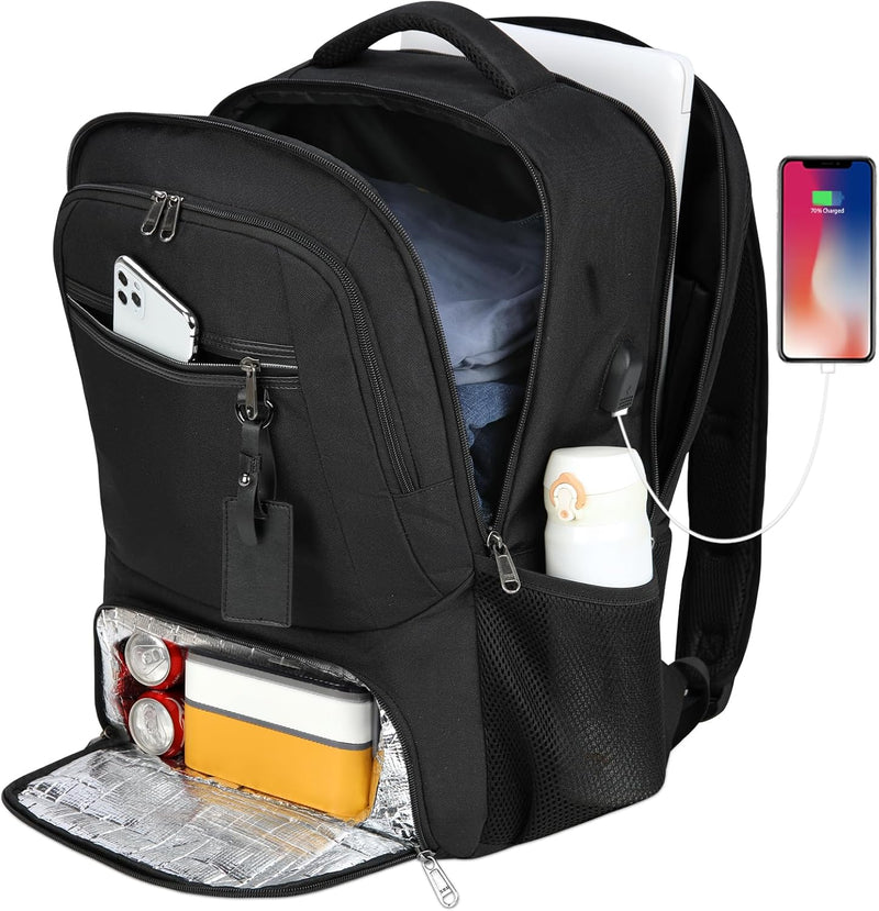 Waterdichte Laptop & Lunch Rugzak met USB Poort – Multi-Vak Reistas