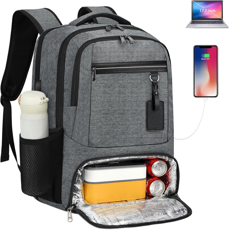Waterdichte Laptop & Lunch Rugzak met USB Poort – Multi-Vak Reistas