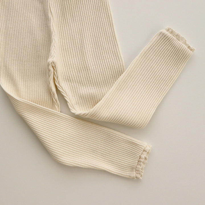 Geribde Baby Legging Met Kant Voor Meisjes