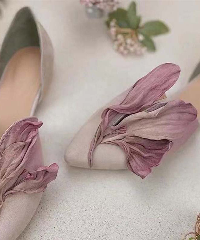 Handgemaakte kanten ballerina's met rozenbloemen - Odette