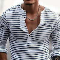 Gestreept Henley Shirt Met Lange Mouwen – Ewan