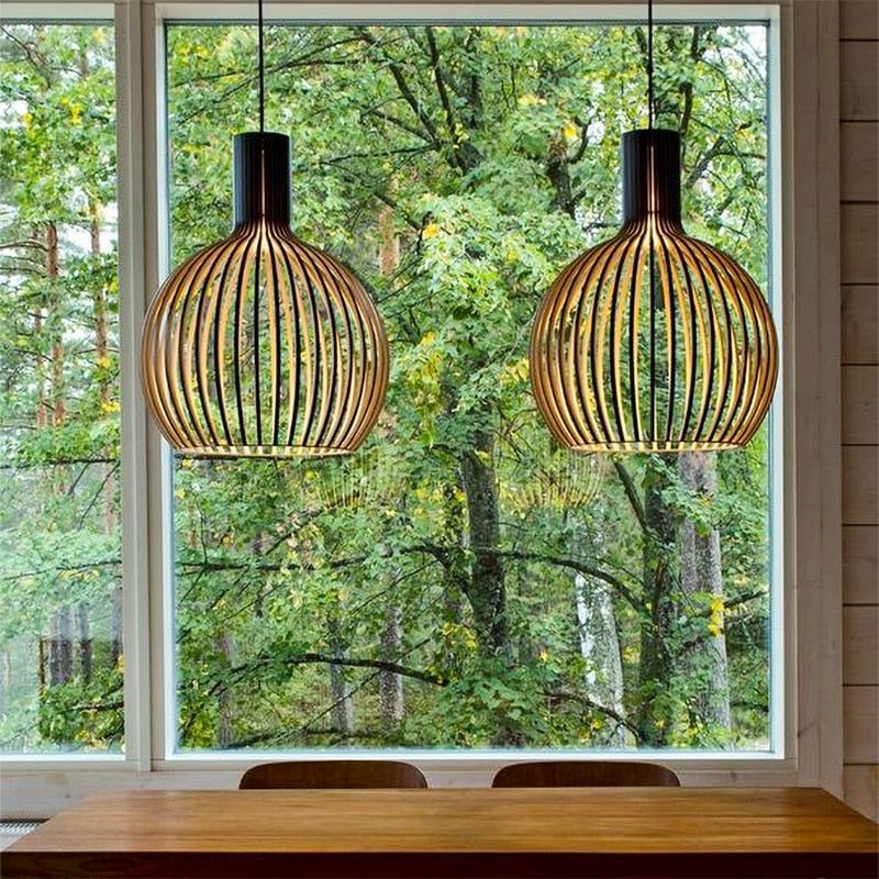 Handgemaakte Houten Hanglamp - RustikAura