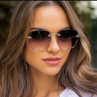 Trendy Vintage Randloze Zonnebril met UV400-Bescherming - Clea