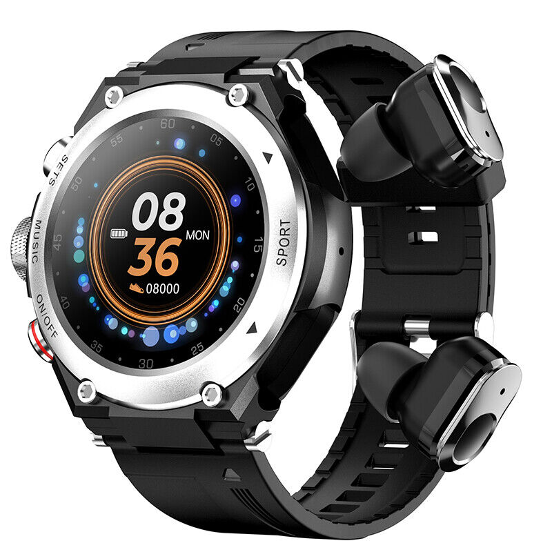Complete Smartwatch met Geïntegreerde Draadloze Oordoppen - AlphaX