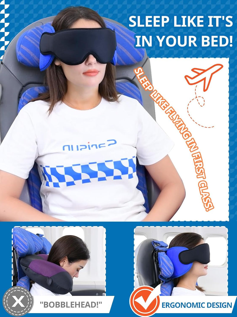 360° Reiskussen met Oogmasker en Hoofdsteunriem