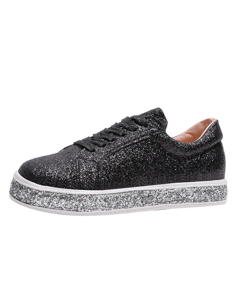 Stijlvolle Plateau Glitter Dames Sneakers - Sienna