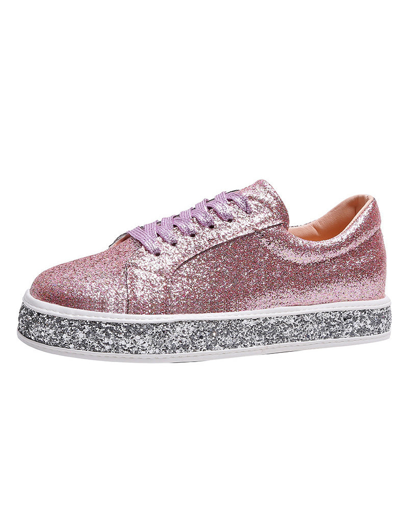 Stijlvolle Plateau Glitter Dames Sneakers - Sienna