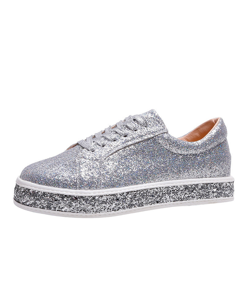 Stijlvolle Plateau Glitter Dames Sneakers - Sienna
