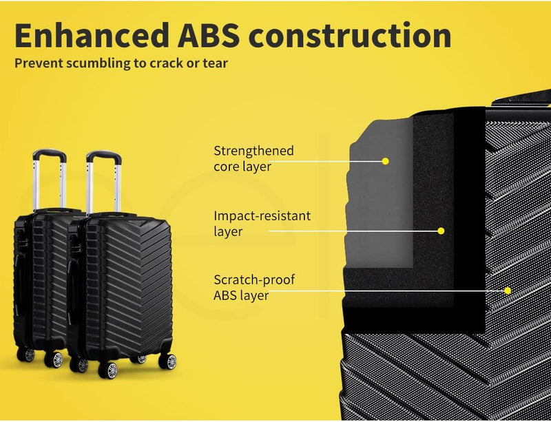 Compacte & Hard-Shell Carry-On Koffer met 360° Spinner Wielen – Zwart