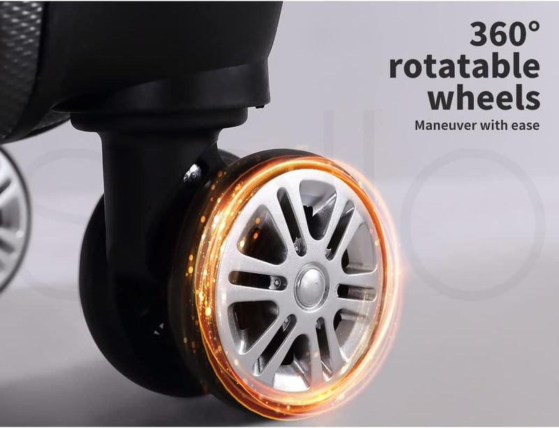 Compacte & Hard-Shell Carry-On Koffer met 360° Spinner Wielen – Zwart
