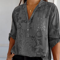 Modieuze dames blouse met V-hals en knoopsluiting – Amaya
