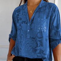 Modieuze dames blouse met V-hals en knoopsluiting – Amaya