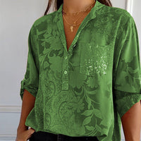 Modieuze dames blouse met V-hals en knoopsluiting – Amaya