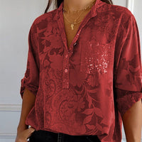 Modieuze dames blouse met V-hals en knoopsluiting – Amaya