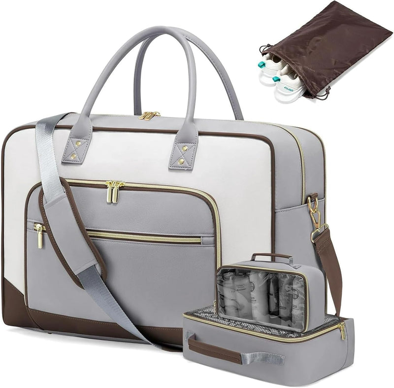 Set van 4-delige Weekend Reistas voor dames – Handbagage met schoenen- en toilettassen