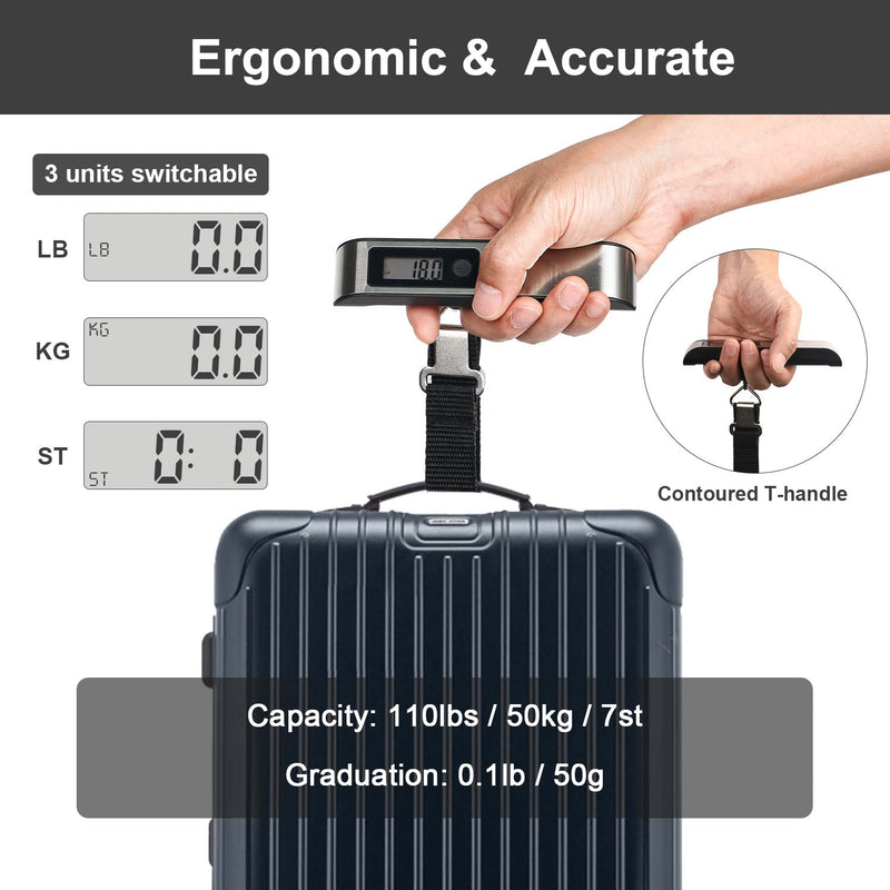 Draagbare Digitale Bagage Weegschaal 50kg – Compacte Reisgewicht Checker