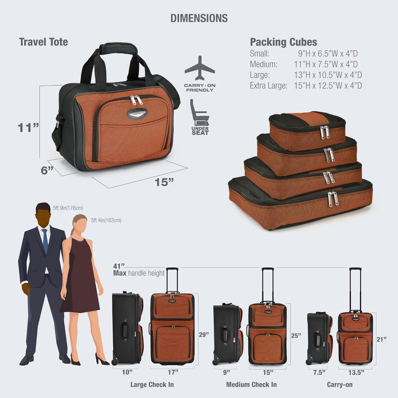 8-delige Soft Shell Kofferset met Inpak Cubes en TSA Slot – TravelMax