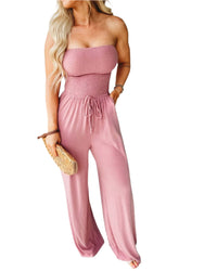 Kombinezon letni z odkrytymi ramionami i szerokimi nogawkami – Camila