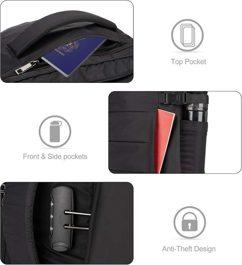 40L Waterbestendige Reis Laptop Rugzak met USB-poort & Antidiefstal Slot – AeroPack