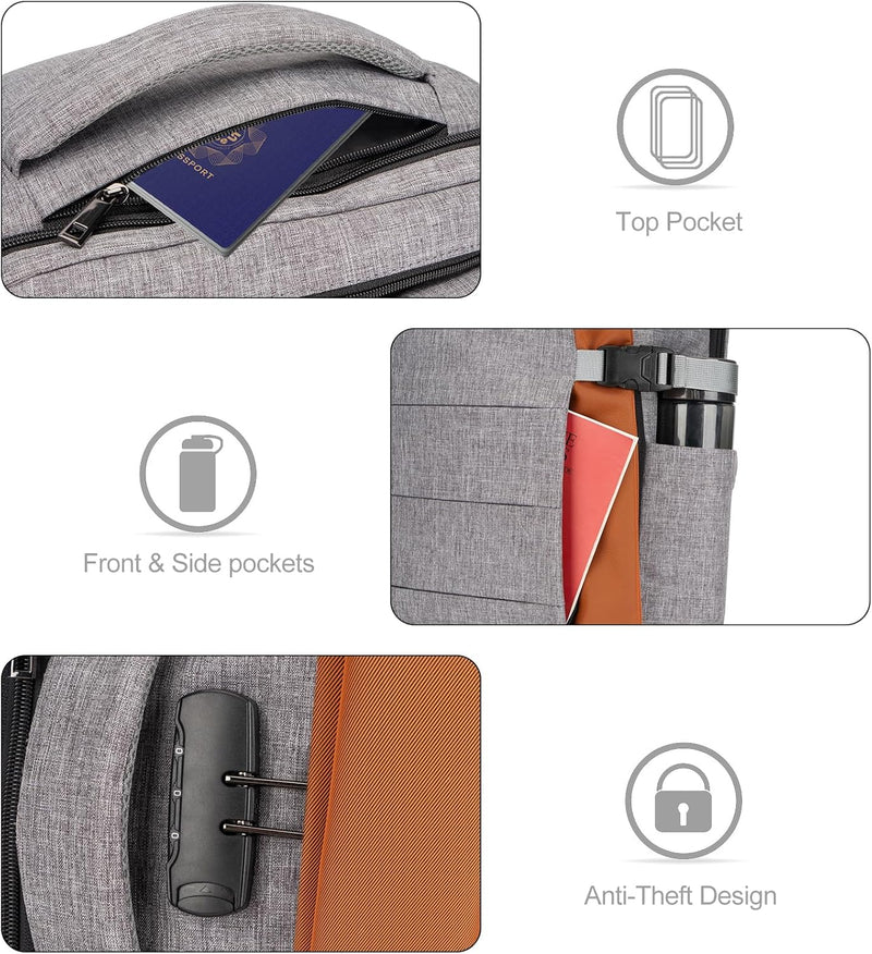 40L Waterbestendige Reis Laptop Rugzak met USB-poort & Antidiefstal Slot – AeroPack