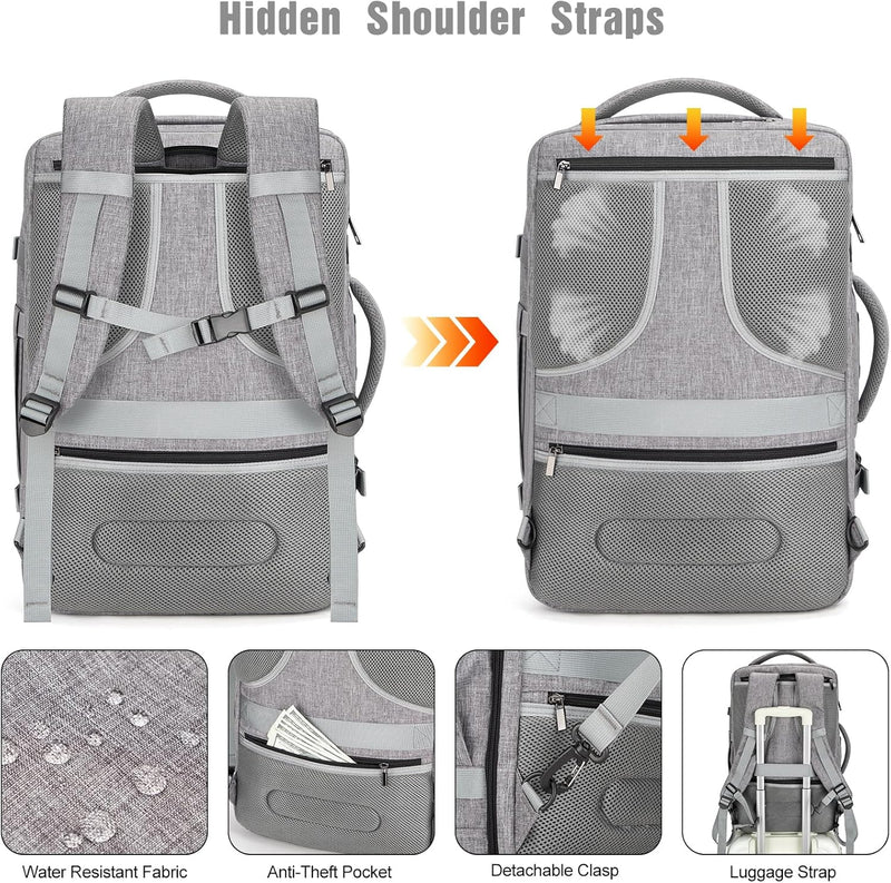 40L Waterbestendige Reis Laptop Rugzak met USB-poort & Antidiefstal Slot – AeroPack