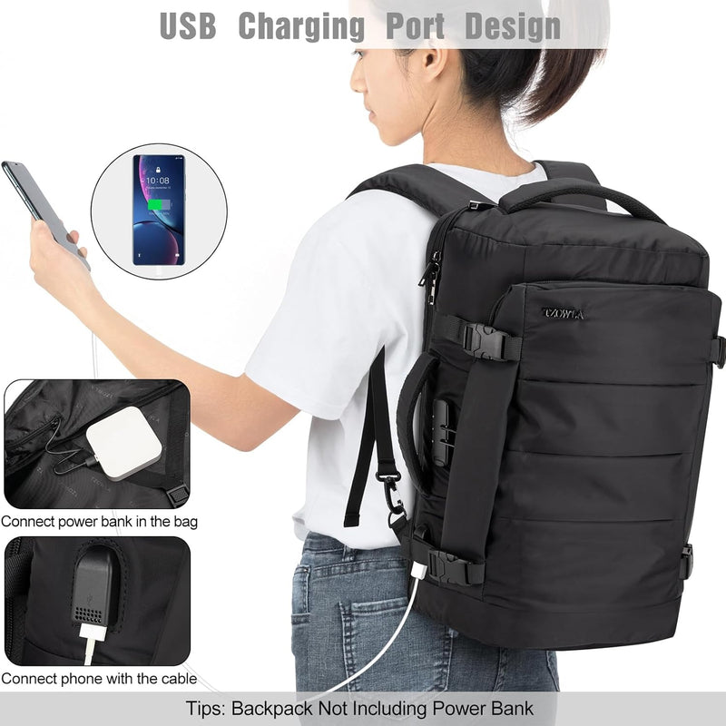 40L Waterbestendige Reis Laptop Rugzak met USB-poort & Antidiefstal Slot – AeroPack