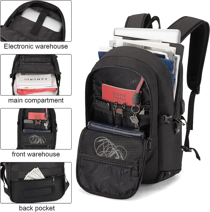 Extra Grote Anti-Diefstal Laptop- en Reisrugzak met USB-poort - 30–50L