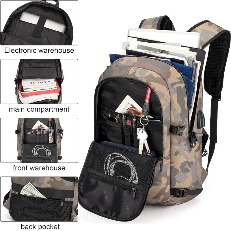 Extra Grote Anti-Diefstal Laptop- en Reisrugzak met USB-poort - 30–50L