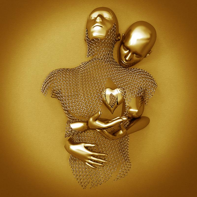 Liefdescanvas met Metalen Figuur - AmorArte