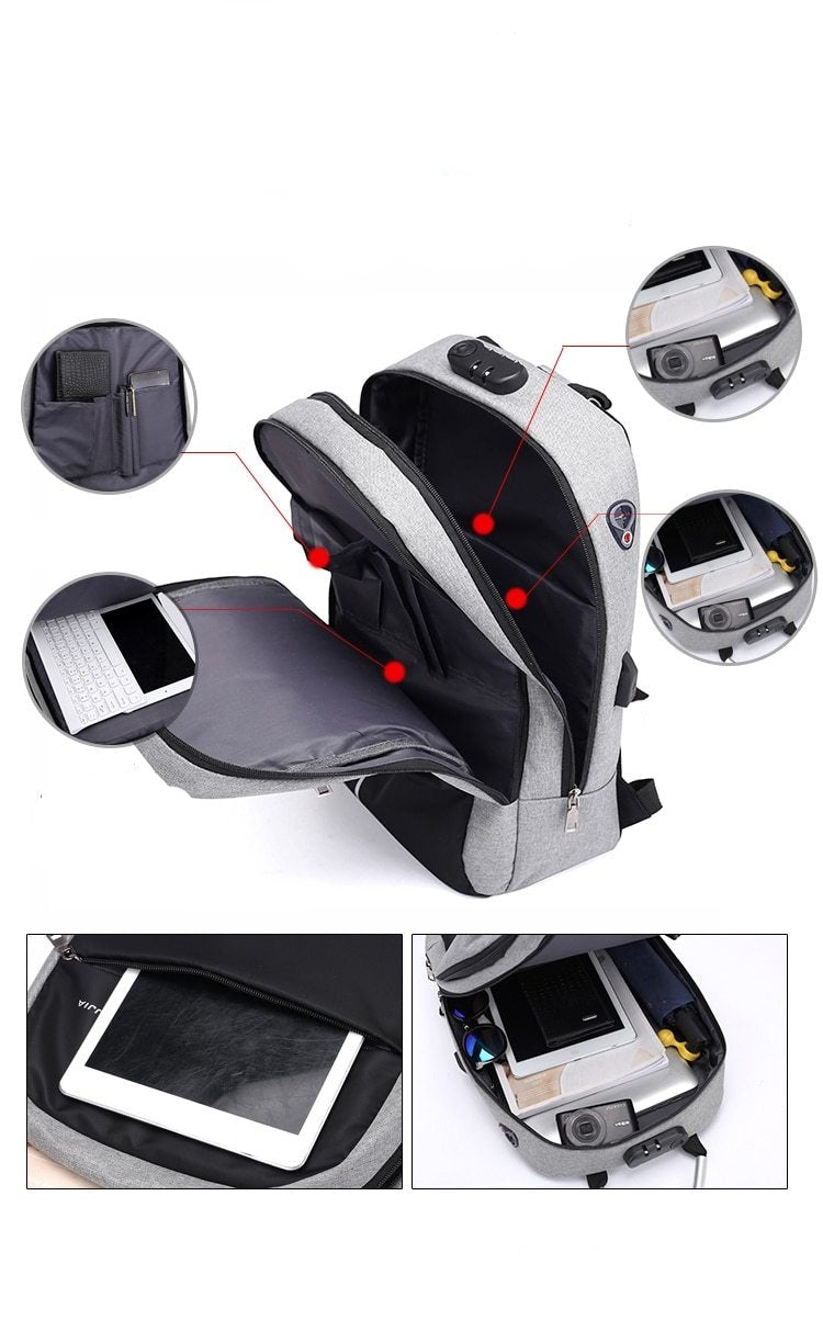 Waterdichte Antidiefstal Rugzak met USB Oplaadpoort – SafeCarry