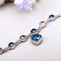 Oceaanhart bransoletka z kryształowym sercem | Z pięknym niebieskim zawieszką w kształcie serca
