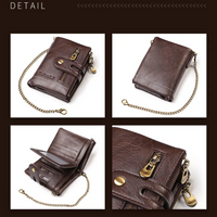 Retro skórzany portfel | Z wytrzymałym łańcuchem!