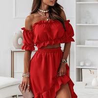 Rosa 2-delige set | Charmante set vol sierlijke ruches